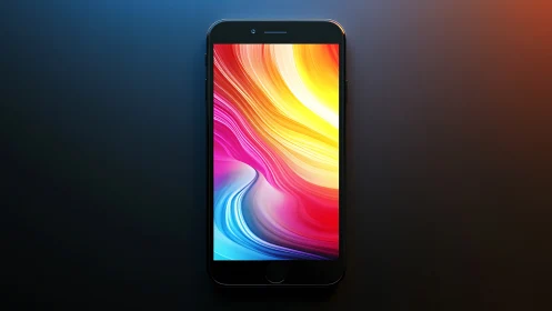 Modern Smartphone Radiates Vibrant Fluid Art Wallpaper
