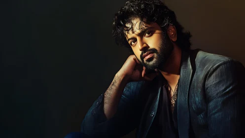 Low-key cinematic portrait with directional rim lighting precision.