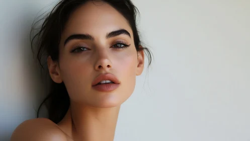 Soft daylight portrait of serene gaze and sculpted grace.