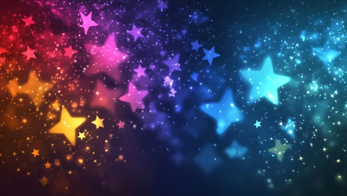 Multicolored bokeh starfield with gradient glow and light scattering dynamics