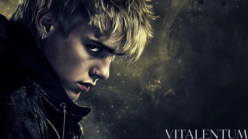 Cinematic cyberpunk portrait with moody depth of field lighting.