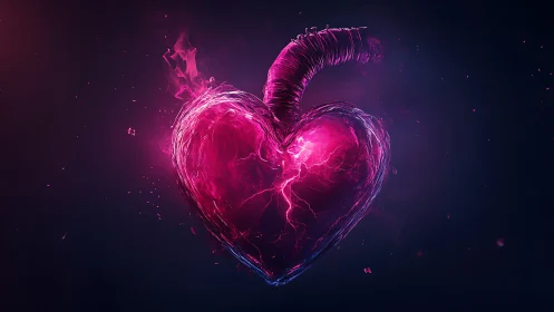 Electric Love: A Glowing Heart Pulses with Magical Energy