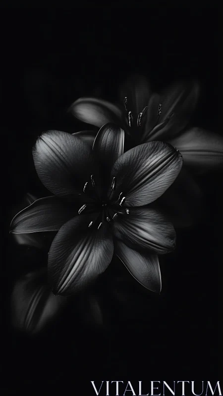 Delicate Petals Illuminated Against Void.