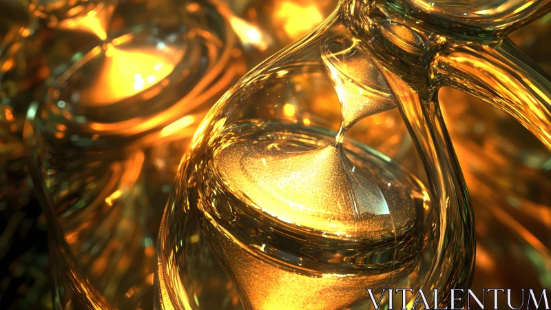 Golden Hourglass Close-Up with Glowing Abstract Lighting.
