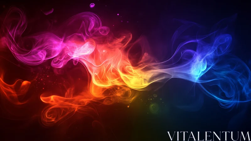 Colorful smoke waves blend into a glowing cosmic ribbon.