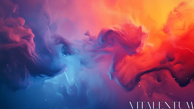 Nebulous color clouds merge in vivid dual-tone motion