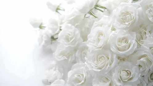 White Roses Blooming. Delicate Petals, Luminous Garden Beauty.