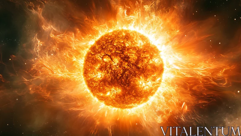 Exploding fiery star emits intense solar plasma arcs