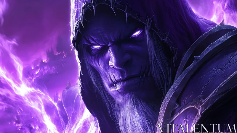 Dark hooded warlock with glowing violet arcane fury.