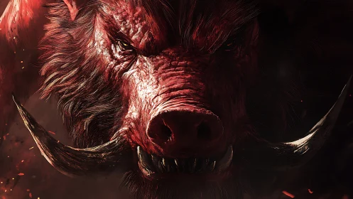 Incandescent warboar visage under directional infernal lighting.