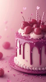 Pink Cherry Cake Dreams Come True With Delicious Details