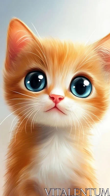 Orange and White Feline Portrait with Luminous Blue Eyes.