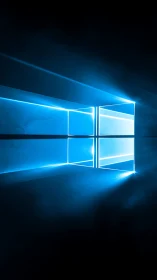 Glowing blue window of light opening into the darkness.