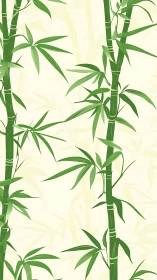 Vertical bamboo stalks with layered minimalist foliage pattern.