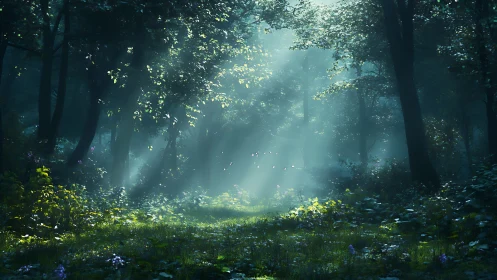 Enchanted Woods Glow: Where Sunbeams Script Forest Dreams.