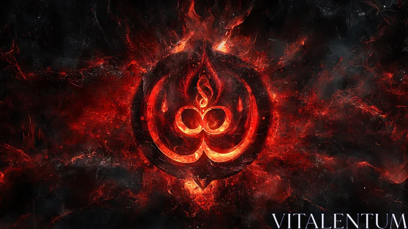 Circular fiery emblem is rendered within red plasma field