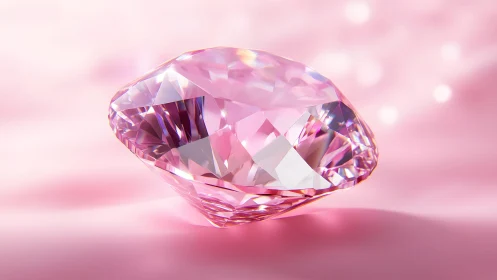 Exquisite Pink Diamond on Soft Blurred Pastel Background.