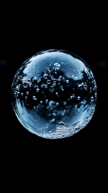 Isolated transparent bubble with internal microbubbles in darkness