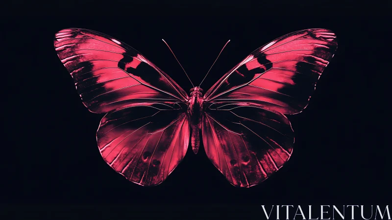 Symmetrical magenta butterfly rendered with high-contrast rim lighting
