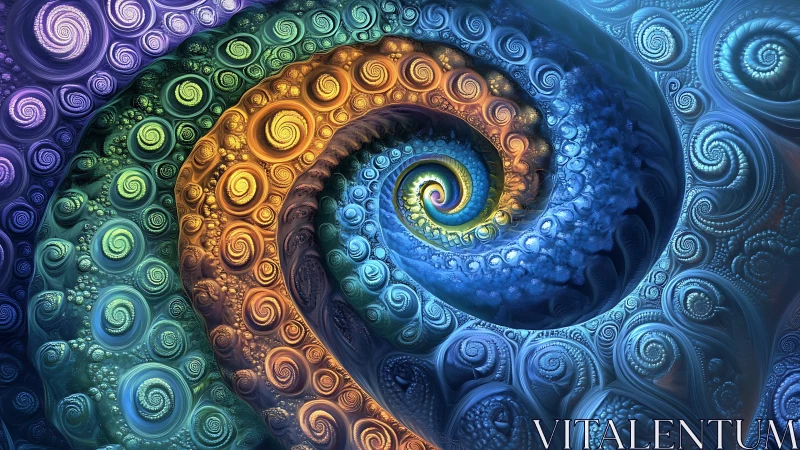 Multicolored logarithmic fractal spiral with intricate depth