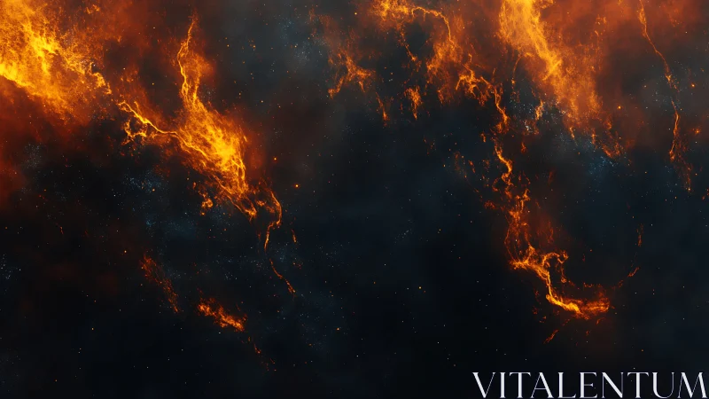 Fiery Cosmic Nebula with Explosive Plasma Formations.