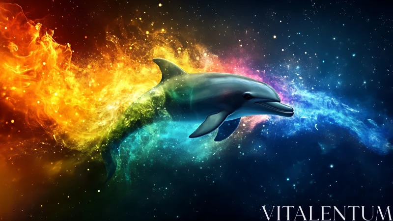 Cosmic dolphin threads twin nebula tides of fire and ice