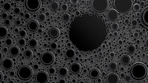 Fractal concentric circle matrix with central negative void focus.