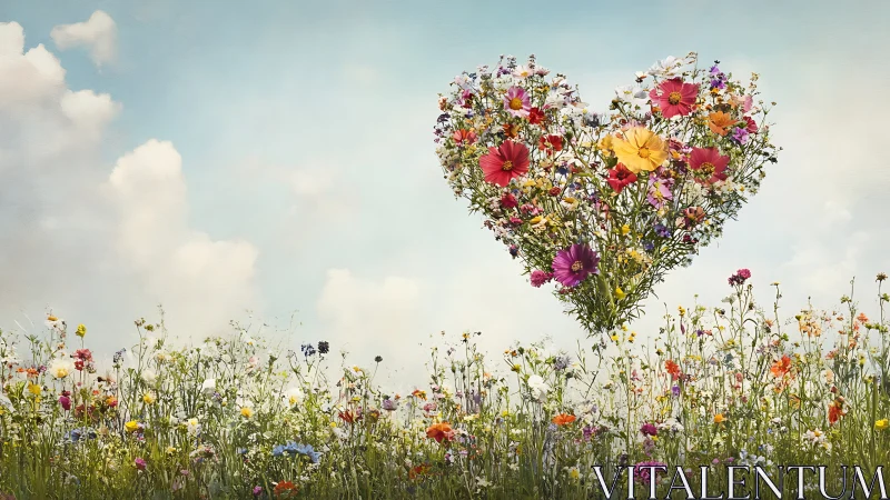 Heart Blooms Rise: Wildflower Sky Moment.