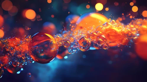 Vibrant Abstract Bubbles in Orange and Blue Bokeh Style.