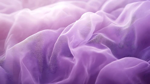 Soft lilac sheer fabric forms undulating translucent folds