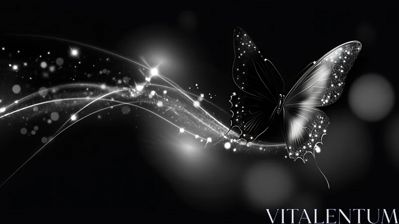 Silver butterfly trails carve luminous arc through night