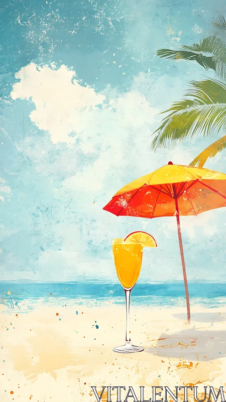 Golden Retreat: Beach Paradise with Tropical Refreshment.