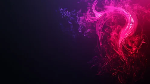 Flaming pink energy swirl arcs through dark neon void.