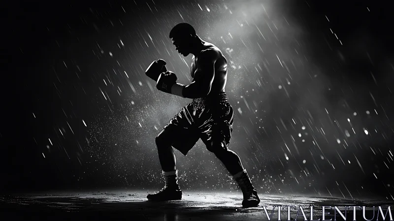 Boxer Training in Rain with Dynamic Silhouette.
