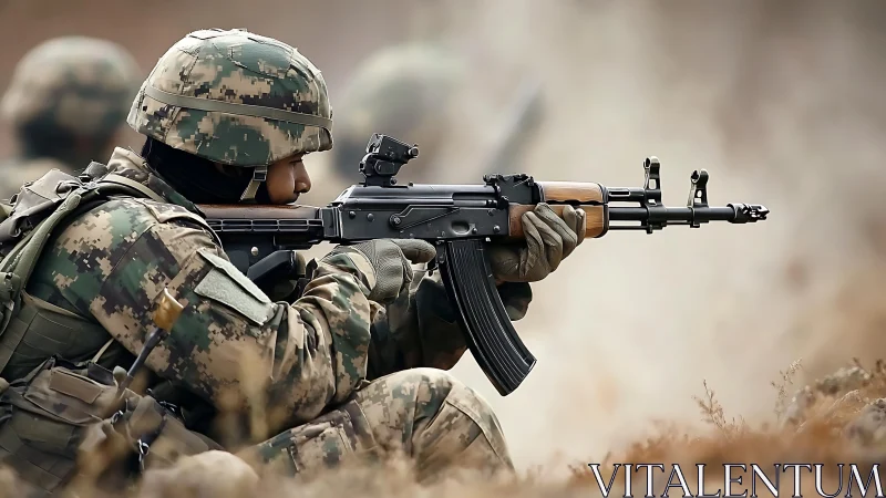 Quiet focus on a soldier’s watchful moment in the field.