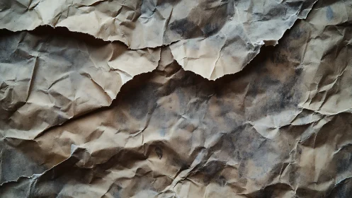 Torn kraft paper surface with high-contrast creased texture.