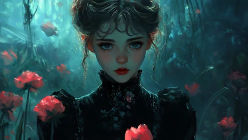 Nocturne of the Red Garden Girl and her watchful silence.