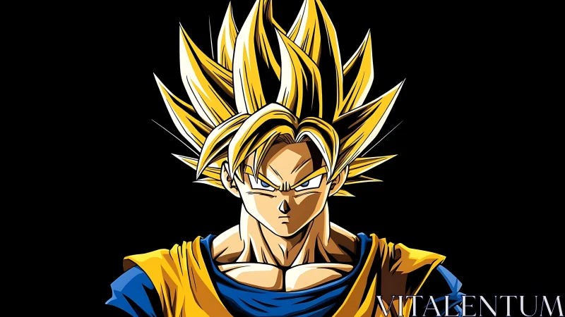 Golden haired warrior poised in bold, electric focus.