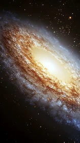 Spiral galaxy core glows through dense swirling dust lanes