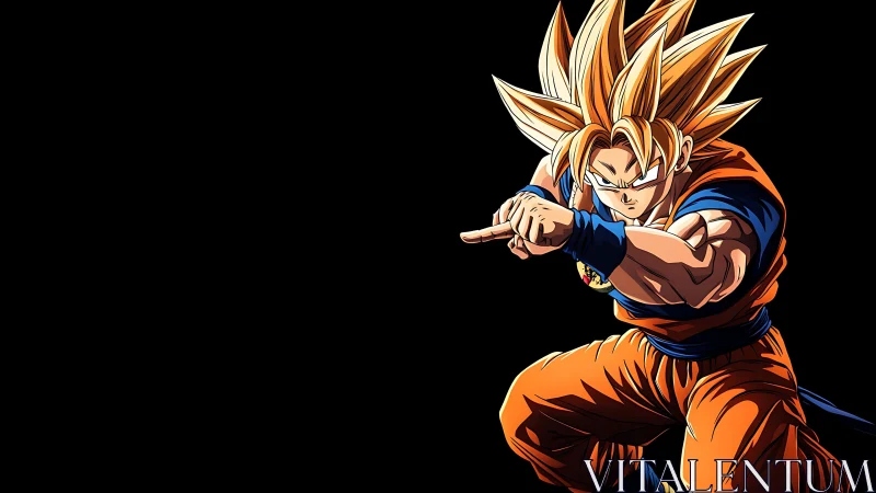 Dynamic cel-shaded anime fighter posed against negative space