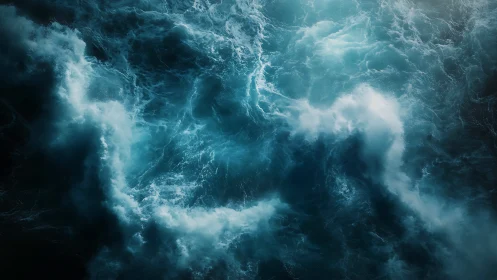 Ocean vortex swirls with luminous, turbulent blue energy.