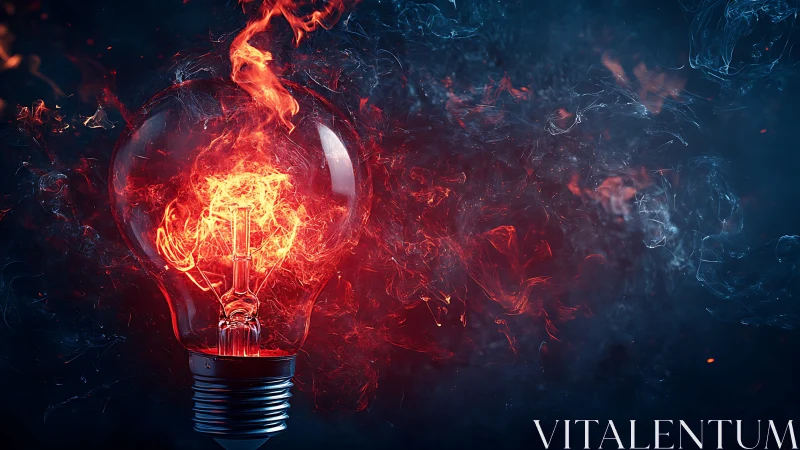 Incandescent Lightbulb Engulfed in Radiant Flame.