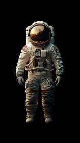 Starlit astronaut stands alone, cradling distant horizons