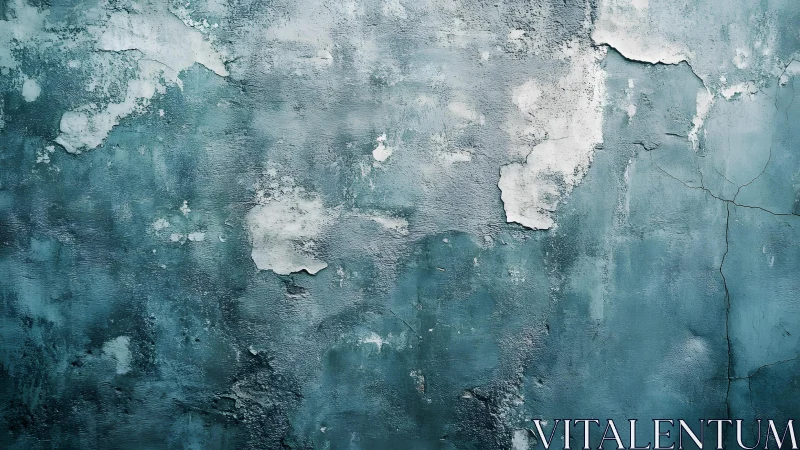 Weathered blue concrete wall with peeling paint, textured grunge style.