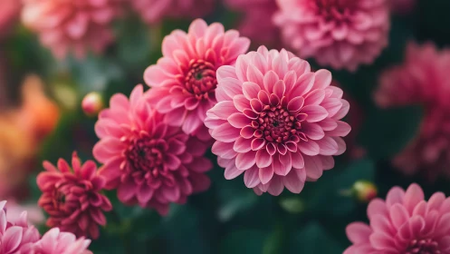 Delicate Pink Dahlias Bloom in Layered Splendor