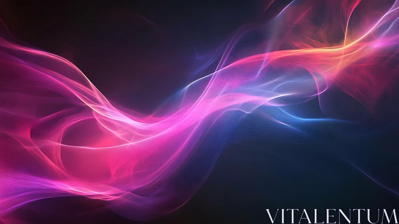 Neon wind ribbons drift softly through a digital twilight sky