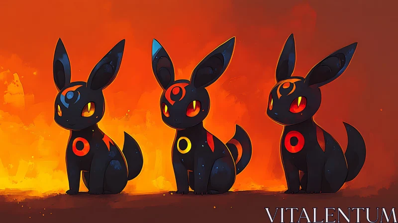 Midnight ember spirits gathered in a glowing evening hush.