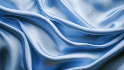 Light blue satin fabric displays specular highlights and fluid folds