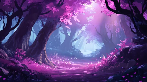 Enchanted Forest Glade with Bioluminescent Flora