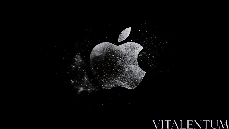 Stardust apple logo drifting through cosmic midnight.